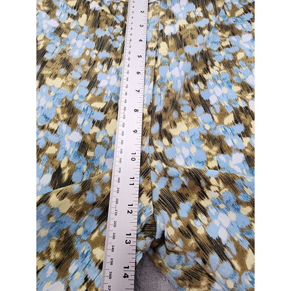Vintage Style&Co Stretch High Rise Capri Pant Size 12 Blue Yellow Brown Floral - Picture 6 of 9